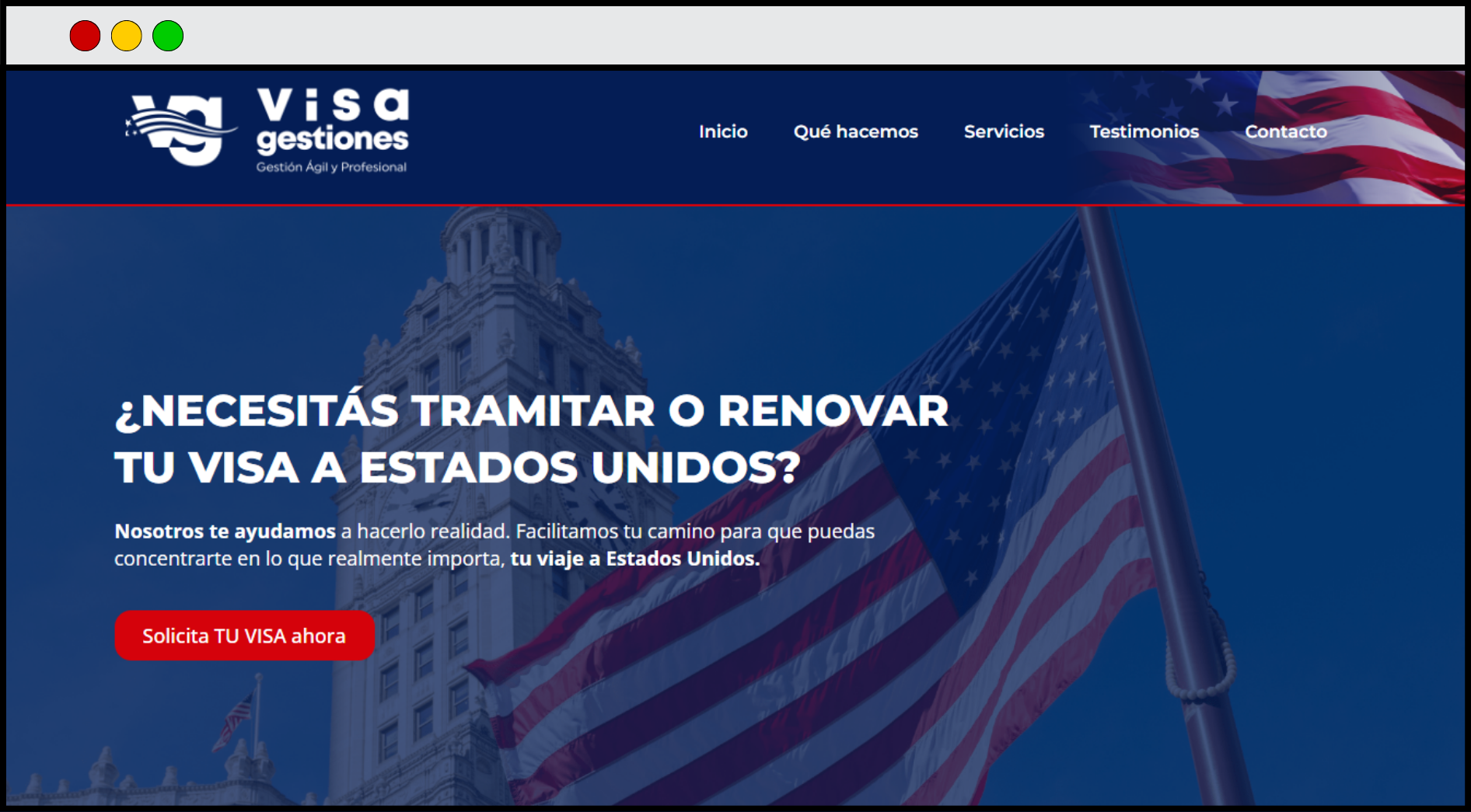 Portada de Página Web de Visa Gestiones
